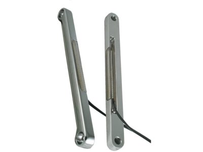 Front Indicator Turn Signal Strips with Clear Lens & Amber LED's - Chrome. Fits FLST 1990-2017.