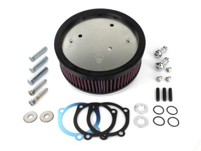 Stage 1 Big Sucker Air Cleaner Kit - Natural. Fits Sportster 1988-2021 with EFI or CV Carburettor. Re-Uses Stock Oval 2 Bolt Cover.