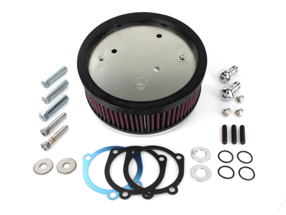 Stage 1 Big Sucker Air Cleaner Kit - Natural. Fits Sportster 1988-2021 with EFI or CV Carburettor. Re-Uses Stock Oval 2 Bolt Cover.