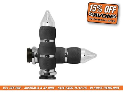 Spike Air Cushion Handgrips - Chrome. Fits Big Twin 2008-2024 with Throttle-by-Wire