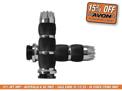 Excalibur Air Cushion Handgrips - Chrome. Fits Big Twin 2008-2024 with Throttle-by-Wire