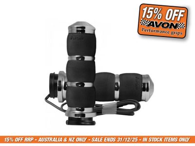 Heated Air Cushion Handgrips - Chrome. Fits Big Twin 2008-2024 with Throttle-by-Wire