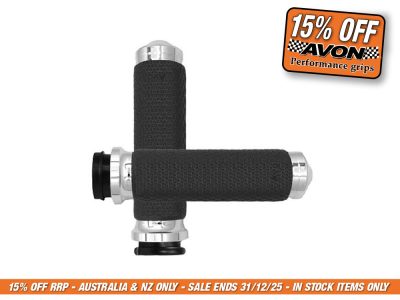 Small Memory Foam Handgrips - Chrome. Fits Big Twin 2008-2024 with Throttle-by-Wire