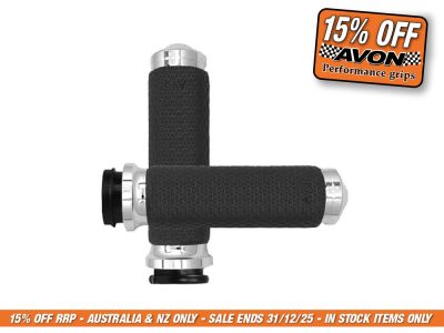 Medium Memory Foam Handgrips - Chrome. Fits Big Twin 2008-2024 with Throttle-by-Wire