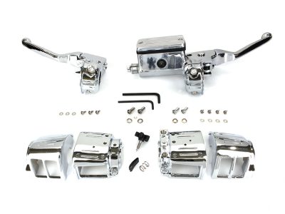 Handlebar Control Kit - Chrome. Fits Big Twin & Sportster 1982-1995 Models with Single Disc Rotors.