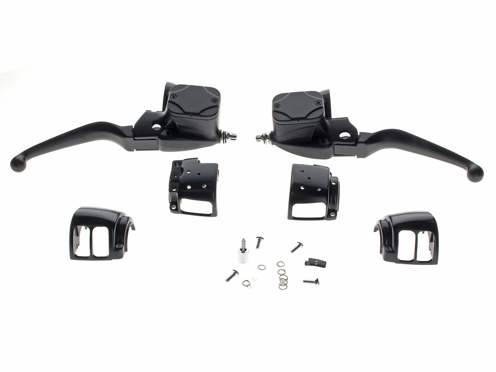 Handlebar Control Kit with Hydraulic Clutch - Black. Fits Big Twin 1996-2010 with Single Disc Rotor.
