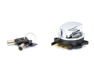 Ignition Switch - Chrome. Fits Softail 1996-2002, Road King 1994-2002 & Dyna Wide Glide 1993-2002.