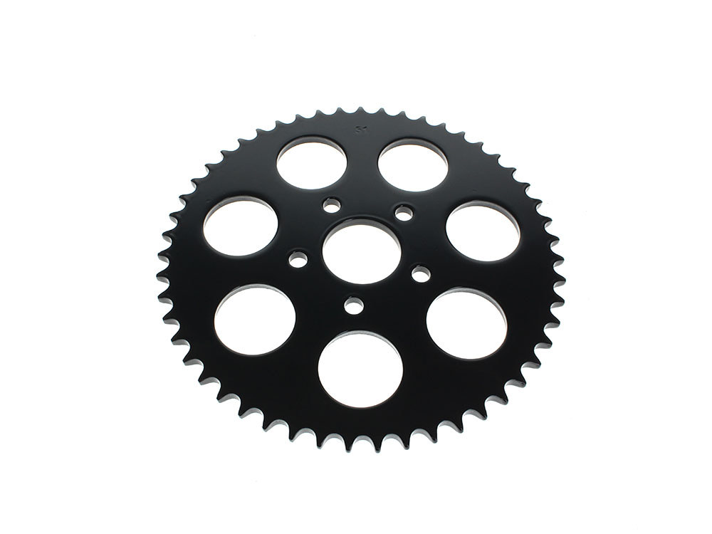 51 Tooth, Flat Steel Rear Chain Sprocket - Gloss Black. Fits Big Twin 1973-1999 & Sportster 1979-1999.