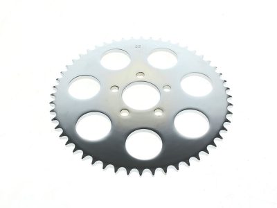 52 Tooth, Flat Steel Rear Chain Sprocket - Chrome. Fits Big Twin 2000up & Sportster 2000-2021.