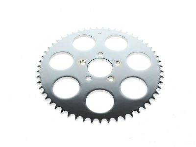 55 Tooth, Flat Steel Rear Chain Sprocket - Chrome. Fits Big Twin 2000up & Sportster 2000-2021.