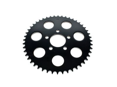 48 Tooth, Flat Steel Rear Chain Sprocket - Gloss Black. Fits Big Twin 2000up & Sportster 2000-2021.