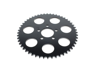 52 Tooth, Flat Steel Rear Chain Sprocket - Gloss Black. Fits Big Twin 2000up & Sportster 2000-2021.
