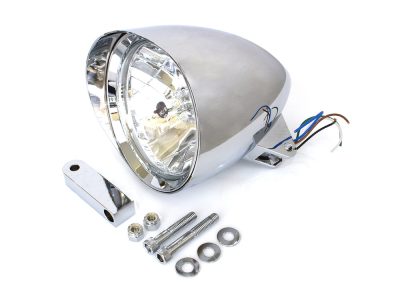 5-3/4in. Billet Headlight with Visor & Extended Mount - Chrome.