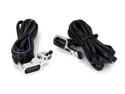 Under Perch Turn Signals - Chrome. Fits Softail S 2016-2017, V-Rod 2009-2017 & Touring 2009-2020 Models with Hydraulic Clutch.