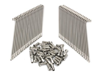 19in. Spokes - Polished Stainless Steel. Fits Original Style H-D Deep Drop Center Rim when used in conjunction with Narrow Glide Hub 1973up & OEM H-D Mid Glide Front Hub 2006up.