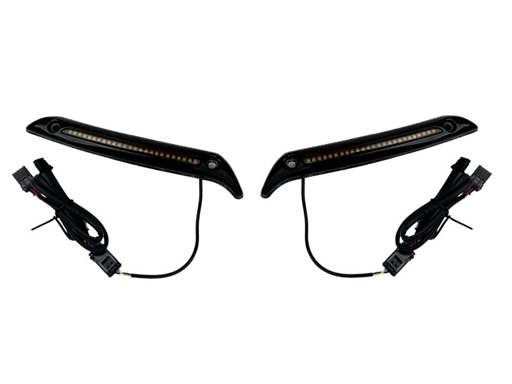 LED DRL Windshield Trim with Sequential Amber Turn, White Run & Smoke Lens - Black. Fits Low Rider ST 2022up - Image 2