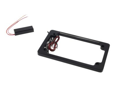 Flat Number Plate Frame with LED Red Brake Light - Black.