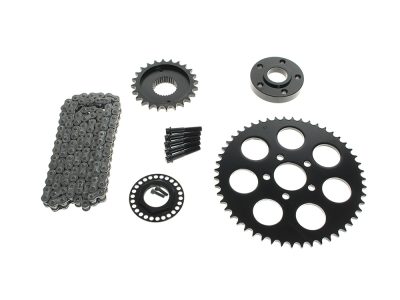 Rear Drive Belt to Chain Conversion. Fits Softail 2008-2017 with 200 Rear Tyre. 51T Black Rear Sprocket. Final Drive Ratio = 2.125:1