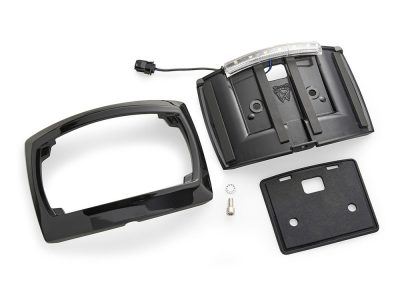 Curved Number Plate Frame with Number Plate Light Only - Gloss Black. Fits CVO Touring 2023up & Street Glide & Road Glide 2024up