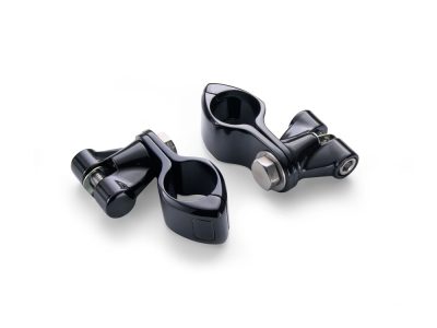 Footpeg Mounts with 1-1/4in. Hingeless Clamps - Black