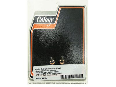 Button Head Fork Slider Drain Screws - Chrome. Fits FX & FXR 1973up & Sportster 1973-2021.
