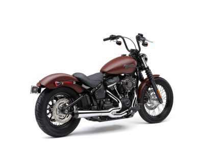 El Diablo 2-into-1 Exhaust - Chrome with Black End Cap. Fits Street Bob 2018-24 & Standard 2020-2024, Deluxe & Low Rider 2018-2020 & Softail Slim 2018-2021