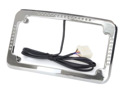 Curved Slick Signal Run, Turn, Brake & Number Plate Frame - Chrome. Fits Softail 1999-2010, FXD 1999-2017 & Sportster 1999-2021.