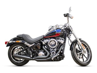 Low Cat 2-into-1 Exhaust - Black. Fits Softail 2018-2024 Non-240 Tyre Models