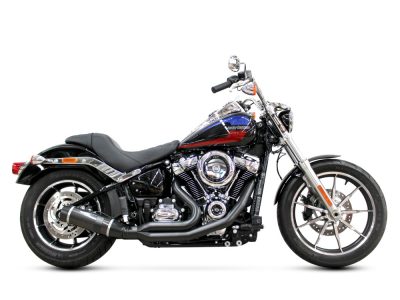Bob Cat 2-into-1 Exhaust - Black with Carbon Fibre Sleeve Muffler. Fits Softail 2025up Non-240 Tyre Models