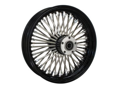 16in. x 3.5in. Mammoth Fat Spoke Rear Wheel - Gloss Black & Chrome. Fits Softail 2000-2007, Dyna 2000-2005, Sportster 2000-2004 & Touring 2000-2001.