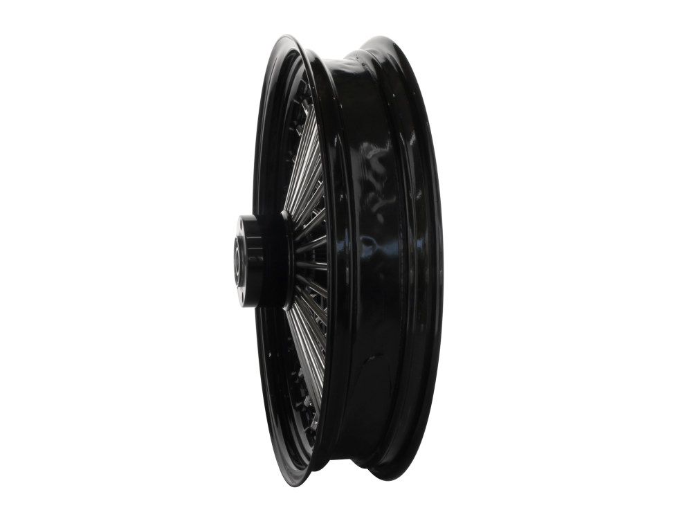 18in. x 3.5in. Mammoth Fat Spoke Rear Wheel - Gloss Black & Chrome. Fits Softail 2011up. - Image 2