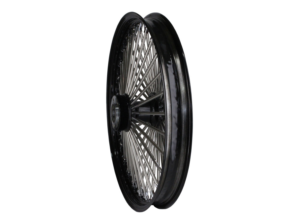 21in. x 2.15in. Mammoth Fat Spoke Front Wheel - Gloss Black & Chrome. Fits Mid Glide Dyna 2012-2017 & FX Softail 2018up. - Image 2