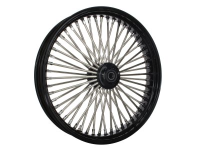 21in. x 3.5in. Mammoth Fat Spoke Front Wheel - Gloss Black & Chrome. Fits Mid Glide Dyna 2012-2017 & FX Softail 2018up.