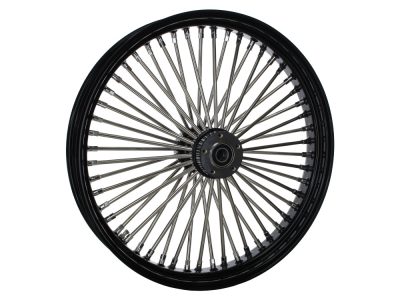 23in. x 3.5in. Mammoth Fat Spoke Front Wheel - Gloss Black & Chrome. Fits Touring 2008up.