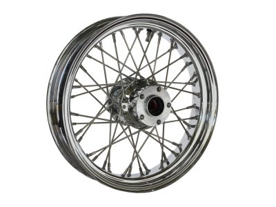 16in. x 3.5in. Rear 40 Spoke Cross Laced Wheel - Chrome. Fits Softail 1986-1999, Dyna 1991-1999, FXR 1986-1994 & Sportster 1986-1999.