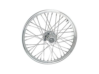 21in. x 2.15in. 40 Spoke Cross Laced Front Wheel - Chrome. Fits FX Softail 2007-2010.