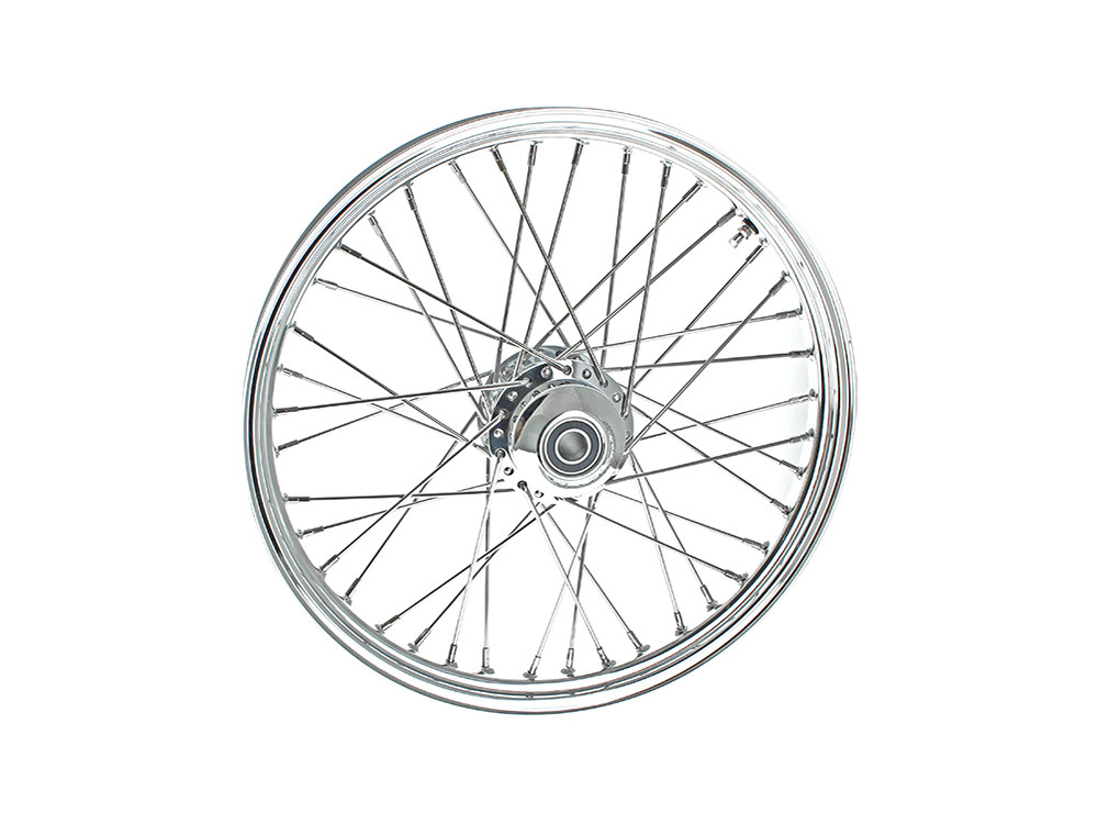 21in. x 2.15in. 40 Spoke Cross Laced Front Wheel - Chrome. Fits FX Softail 2007-2010.