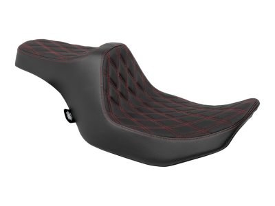 Predator 3 Dual Seat with Red Double Diamond Lattice Stitch. Fits CVO Touring 2023up, Street Glide & Road Glide 2024up, Touring 2025up