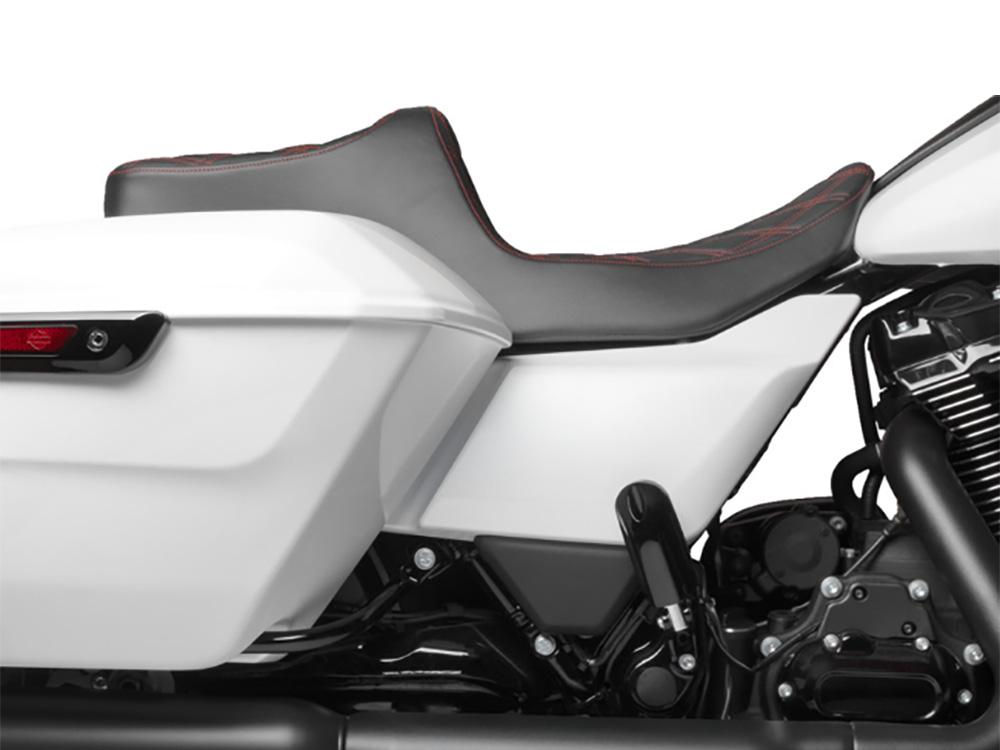 Predator 3 Dual Seat with Red Double Diamond Lattice Stitch. Fits CVO Touring 2023up, Street Glide & Road Glide 2024up, Touring 2025up - Image 4