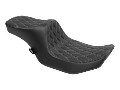 Predator 3, 2up Dual Seat with Silver Double Diamond Lattice Stitch. Fits CVO Touring 2023up, Street Glide & Road Glide 2024up, Touring 2025up