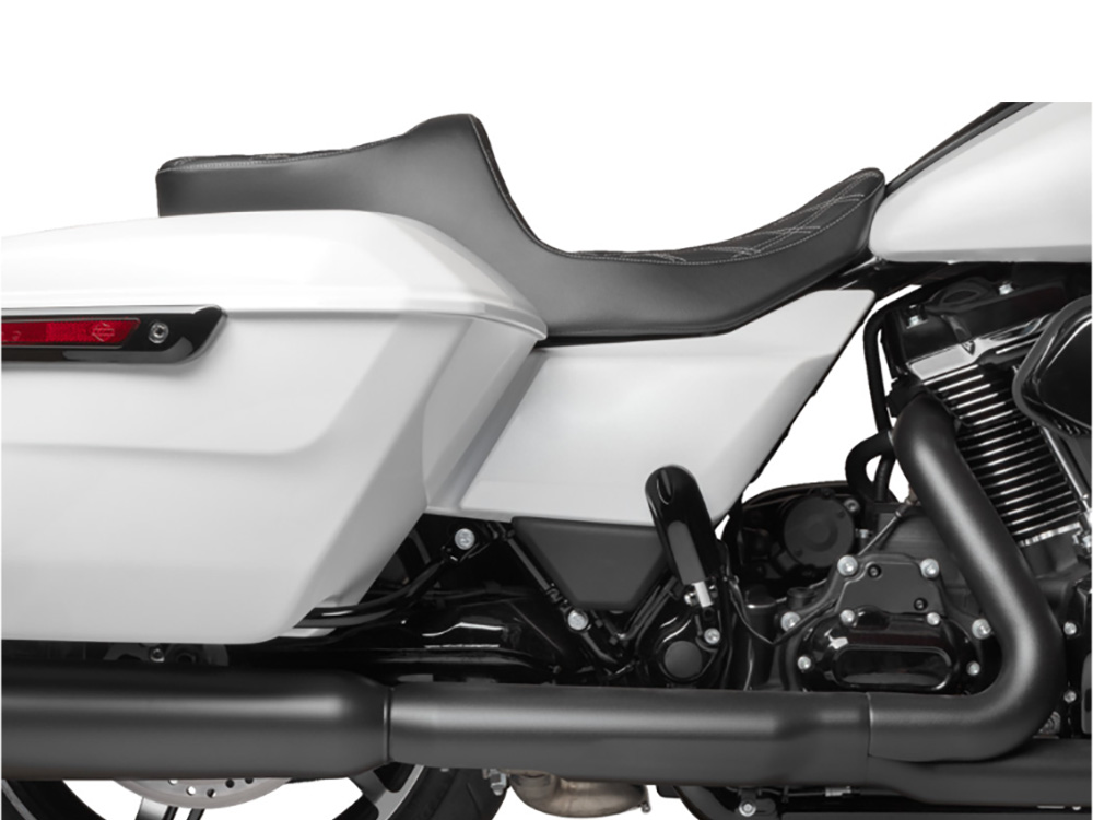 Predator 3, 2up Dual Seat with Silver Double Diamond Lattice Stitch. Fits CVO Touring 2023up, Street Glide & Road Glide 2024up, Touring 2025up - Image 4