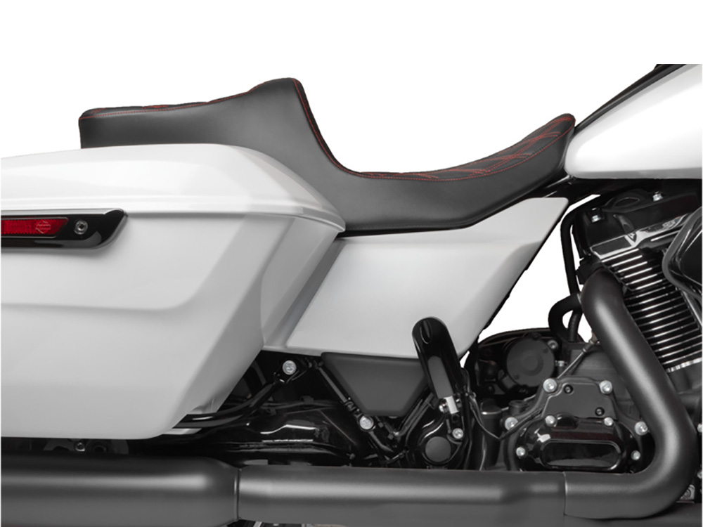 Predator 3, 2up Dual Seat with Red Double Diamond Lattice Stitch. Fits CVO Touring 2023up, Street Glide & Road Glide 2024up, Touring 2025up - Image 4