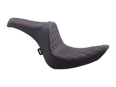 Predator 3 Dual Seat with Red Double Diamond Lattice Stitch. Fits Softail 2006-2017 with OEM 200 Rear Tyre