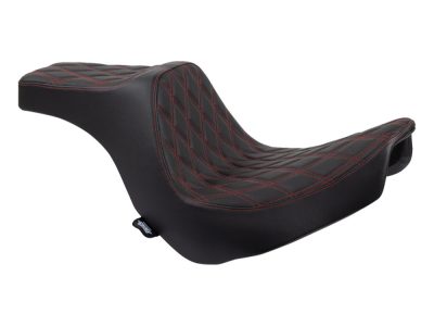 Predator 3 Dual Seat with Red Double Diamond Lattice Stitch. Fits Sport Glide & Low Rider 2018up, Low Rider S 2020up & Low Rider ST 2022up