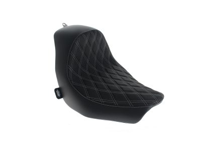 Solo Seat with Silver Double Diamond Lattice Stitch. Fits Low Rider 2018up, Low Rider S 2020up & Low Rider ST 2022up