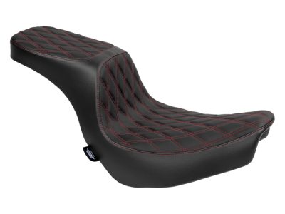 Performance Predator 2up Dual Seat with Red Double Diamond Lattice Stitch. Fits Sport Glide & Low Rider 2018up, Low Rider S 2020up & Low Rider ST 2022up