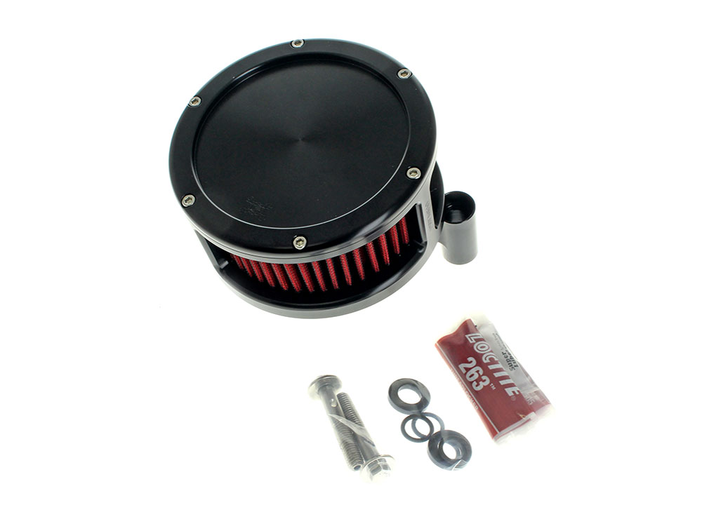 BA Air Cleaner Kit - Black with Solid Cover & Red Filter. Fits Touring 2008-2016, Softail 2016-2017, CVO Softail 2011-2017 & Dyna Low Rider S 2016-2017 with Throttle-by-Wire - Image 2