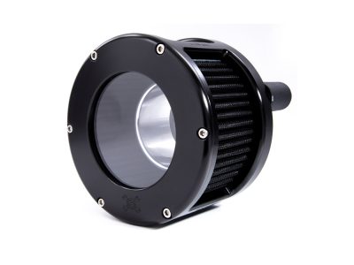 BA Race Series Air Cleaner Kit - Black with Clear Cover. Fits Softail 2018-2024 with Mid Mount Controls