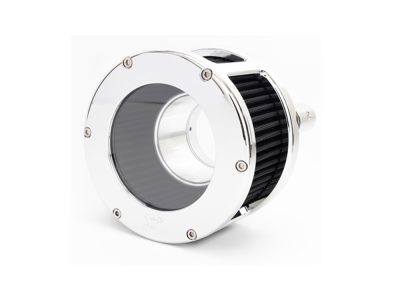 BA Race Series Air Cleaner Kit - Chrome with Clear Cover. Fits Softail 2018-2024 with Mid Mount Controls