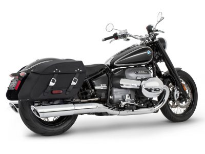 4.5in. Two-Step Slip-On Mufflers - Chrome with Chrome Slash Tips. Fits BMW R-18 Classic 2021up.